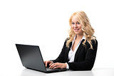 woman working on laptop