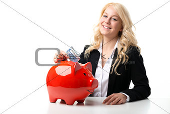 Women with piggy bank