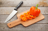 Sliced bell pepper on cutting board