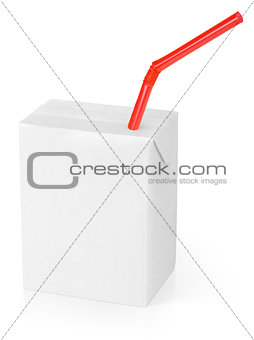 Milk or juice carton packag with red straw