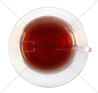 Glasses cup with black tea