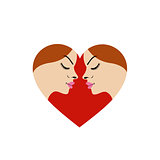 Logo for fertility clinic- faces in red heart showing fertility