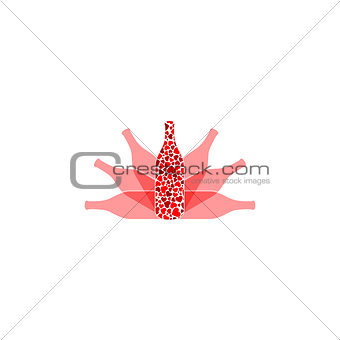Bottle with red hearts-Beverage company logo