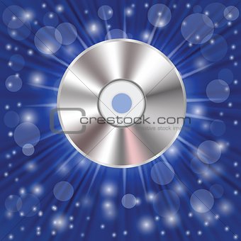 CD on a blue background