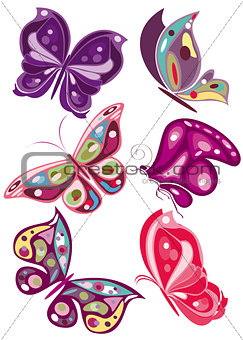 vector butterflies in diferents colors 2
