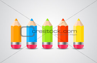 Pencils Isolated on White Background Vector Illustration