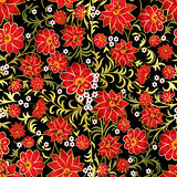 abstract seamless floral ornament on black background