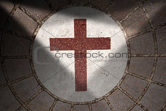 Porphyry Stone Floor with Marble Cross