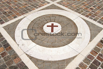 Porphyry Stone Floor with Marble Cross