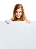 Woman with a big blank board