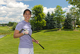 Female golf player on the fairway