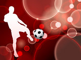 Soccer Player on Red Bubble Background
