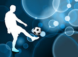 Soccer Player on Blue Bubble Background