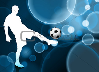 Soccer Player on Blue Bubble Background