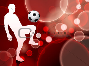 Soccer Player on Red Bubble Background