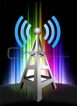 Radio Tower on Abstract Spectrum Background
