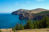 High steep banks of Olkhon. Lake Baikal, Russia.