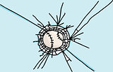 Baseball Stuck in Glass