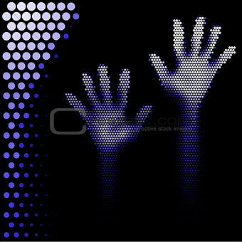 Halftone hands silhouette