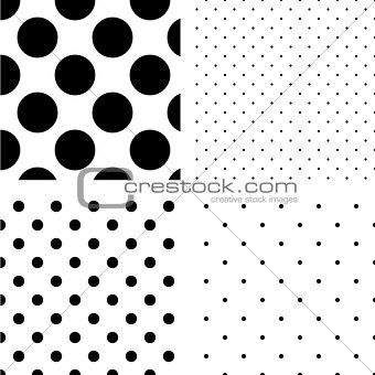 Polka dot seamless pattern set.