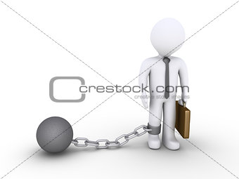 Businessman with a chain ball
