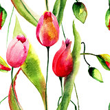 Watercolor illustration of Tulips flowers