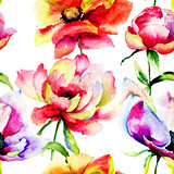 Seamless patterns with Beautiful flowers