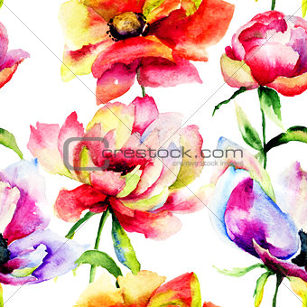 Seamless patterns with Beautiful flowers