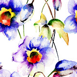 Seamless wallpaper with Narcissus flowers