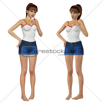Woman in short jeans