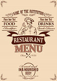 template for the cover of menu with chef