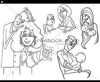 parents and kids set coloring book