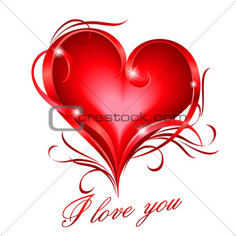  Red heart with I love you text