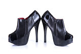Pair of black classic female shoes 