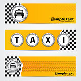 Cool taxi company banner set with metallic elements