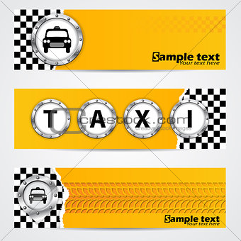 Cool taxi company banner set with metallic elements