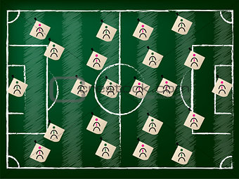 Football field illustration with 2 teams