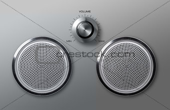 Realistic metal loudspeakers with volume knob