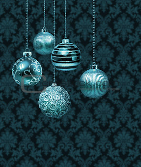 Silver blue Christmas balls