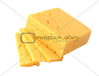 piece of cheese isolated on a white background