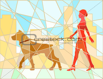 Dog walker mosaic