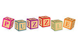 Word PUZZLE written with alphabet blocks