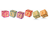 Word PUZZLE written with alphabet blocks