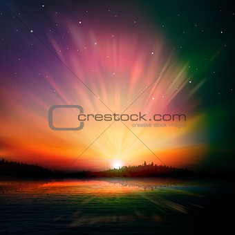 abstract background with forest lake