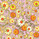 abstract seamless floral ornament with spring flowers
