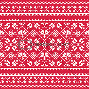 Ukrainian, Slavic folk art white embroidery pattern on red