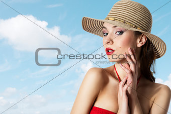 summer girl with hat