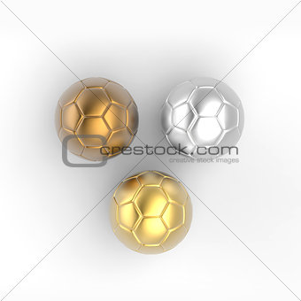 golden, silver, bronze soccer ball