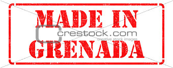 Made in Grenada - inscription on Red Rubber Stamp.