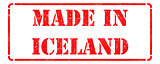 Made in Iceland - inscription on Red Rubber Stamp.